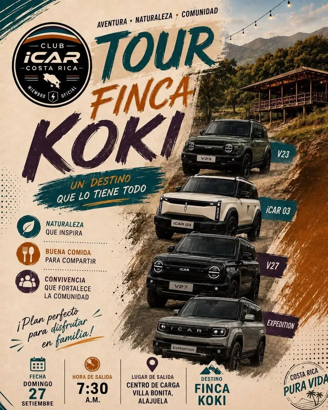 Únete a una aventura familiar en la hermosa Finca Koki. Naturaleza, buena comida y convivencia te esperan.