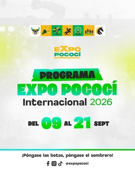 Evento del 9 al 21 de septiembre en el Campo Ferial Expo Pococí con actividades agropecuarias, culturales, juegos mecánicos y conciertos.