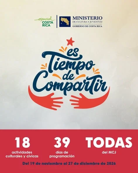 Del 19 de noviembre al 27 de diciembre, el Ministerio de Cultura y Juventud presenta 18 actividades culturales y cívicas en todo el país.