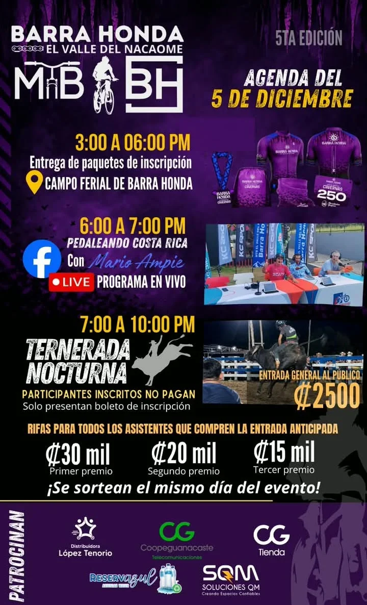 Fin de semana completo de actividades en Barra Honda con entrega de paquetes, programa en vivo y ternerada nocturna el 5 y 6 de diciembre de 2026.