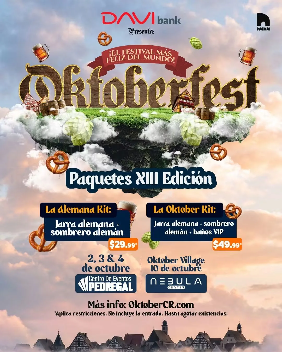 Festival Oktoberfest con paquetes oficiales, ambiente alemán y experiencias especiales para disfrutar en Centro de Eventos Pedregal y Nebula Center.