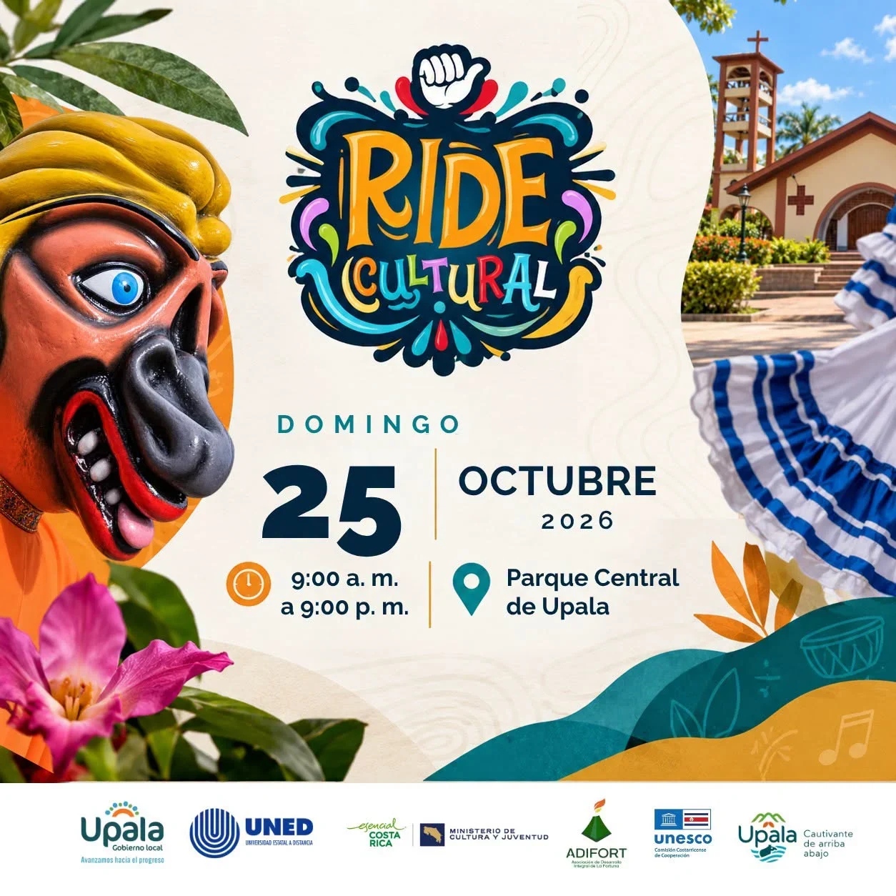 Jornada cultural en Upala con música, danza, teatro, feria de emprendimientos, talleres y un programa de actividades para todas las edades.