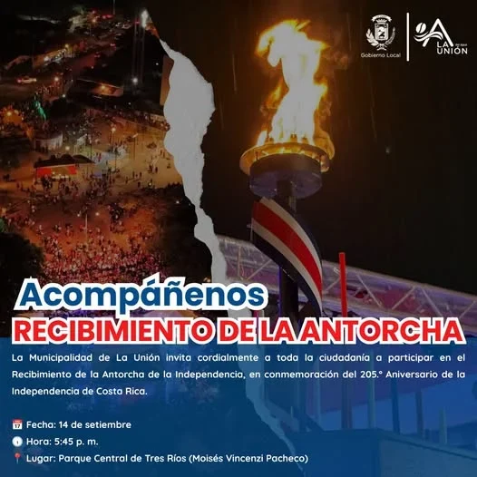 Evento cívico en el Parque Central de Tres Ríos para conmemorar el 205.º Aniversario de la Independencia de Costa Rica.