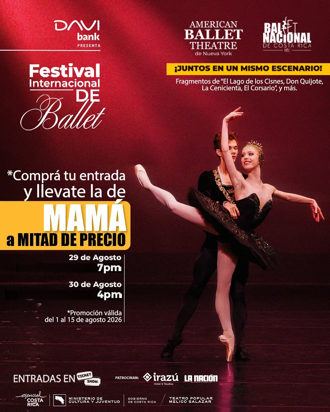 Disfruta de una gala de ballet con artistas del American Ballet Theatre y el Ballet Nacional de Costa Rica.