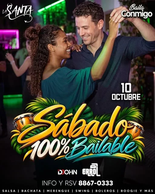 Disfruta una noche de baile con salsa, bachata, merengue y más en La Santa, San Pedro, todos los sábados.