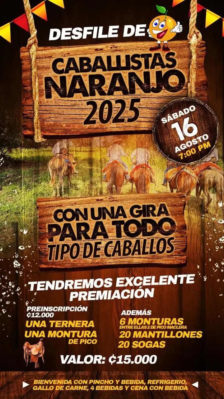 Que hacer hoy en Costa Rica: Un recorrido a caballo bajo las estrellas, con excelente premiación y ambiente familiar este 16 de agosto en Naranjo.