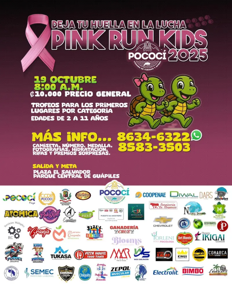 Que hacer hoy en Costa Rica: Carrera infantil solidaria por la lucha contra el cáncer de mama el 19 de octubre en Pococí.