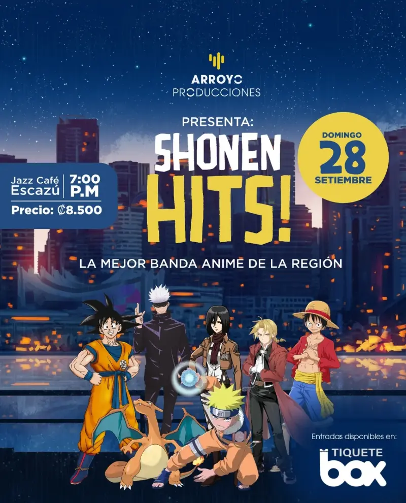 Que hacer hoy en Costa Rica: Concierto de la mejor banda anime de la región el domingo 28 de septiembre en Jazz Café Escazú.