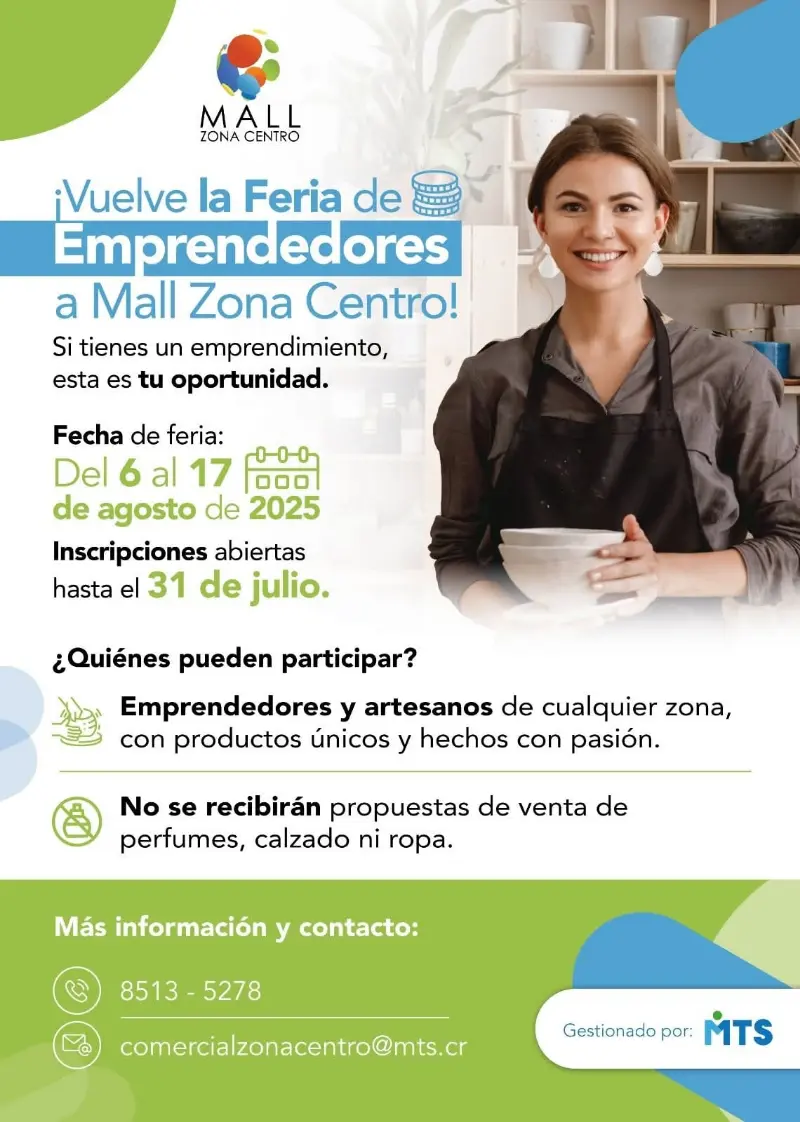 Que hacer hoy en Costa Rica: Del 6 al 17 de agosto, descubre productos únicos hechos con pasión en Mall Zona Centro.