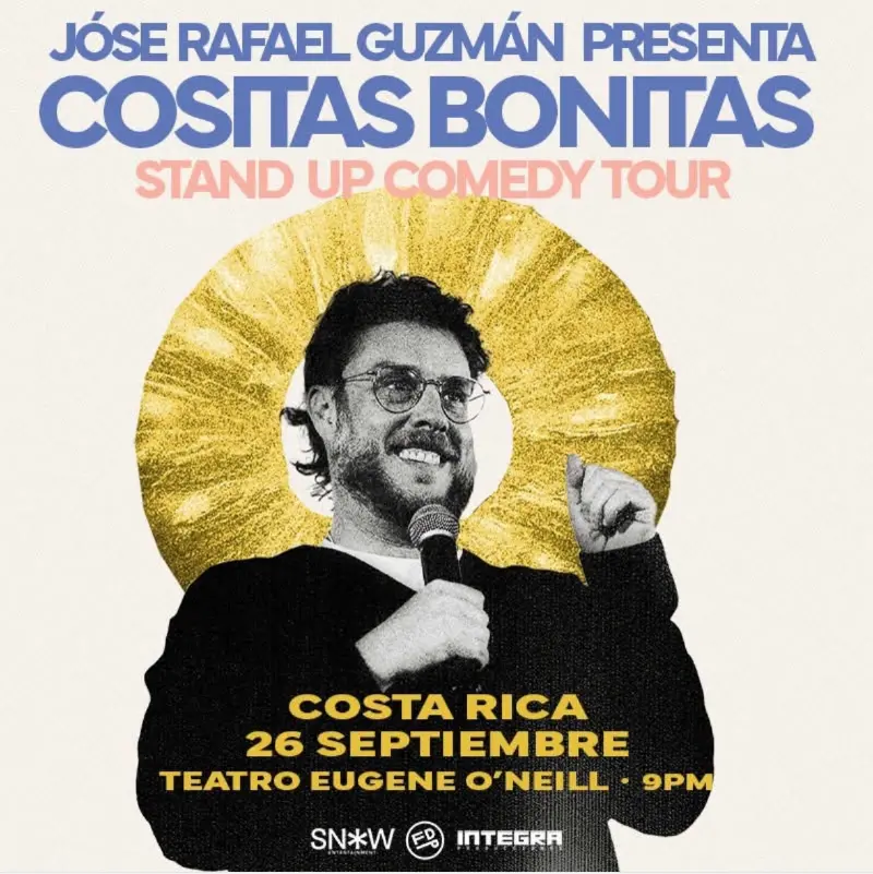Que hacer hoy en Costa Rica: Stand-up comedy con José Rafael Guzmán el 26 de septiembre en el Teatro Eugene O’Neill.
