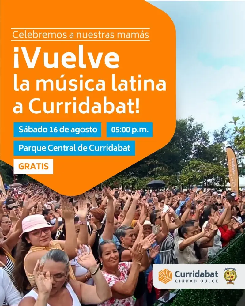 Que hacer hoy en Costa Rica: Vuelve la música latina a Curridabat este 16 de agosto con un concierto gratuito en honor a mamá.