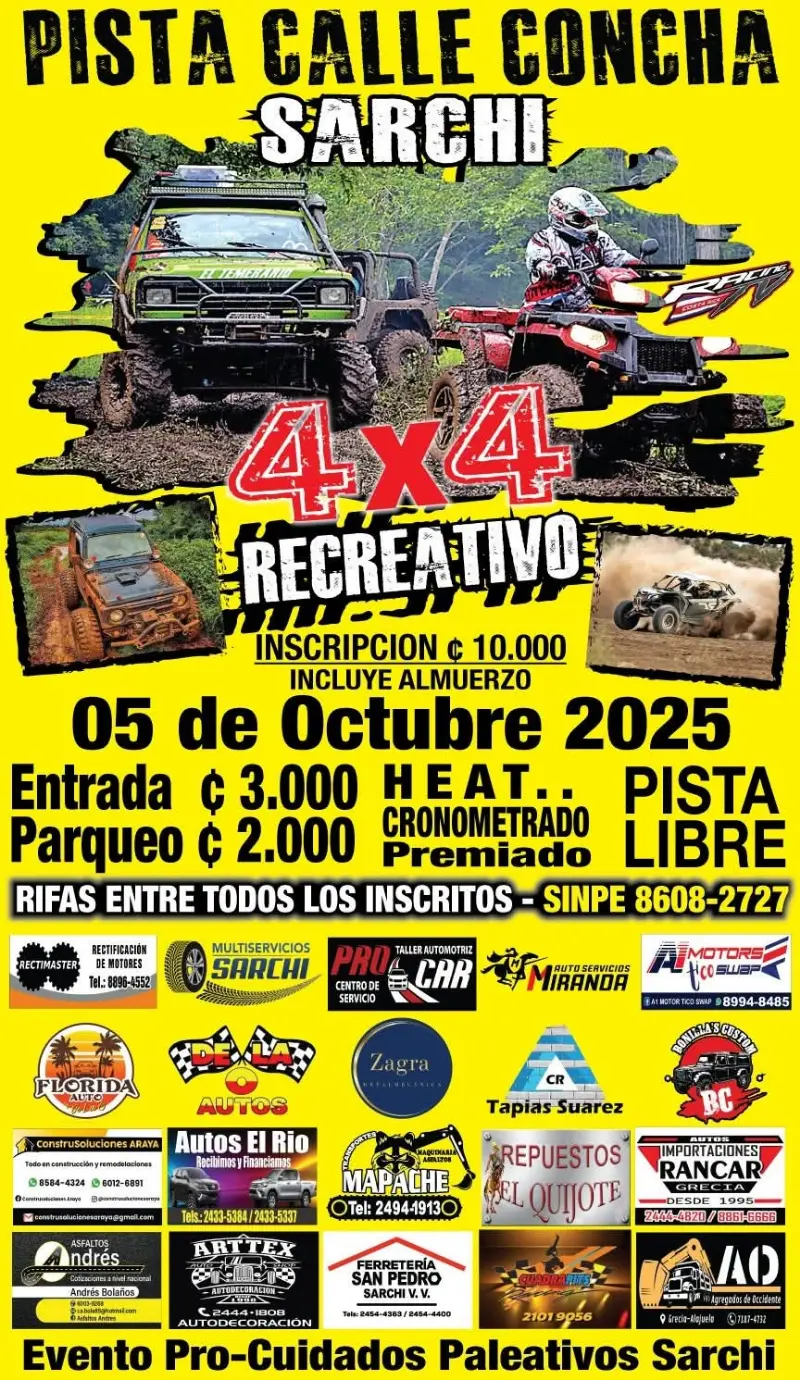 Que hacer hoy en Costa Rica: El 5 de octubre viví la adrenalina del 4x4 recreativo en Sarchí, con autos, cuadras y mulitas en pista libre.