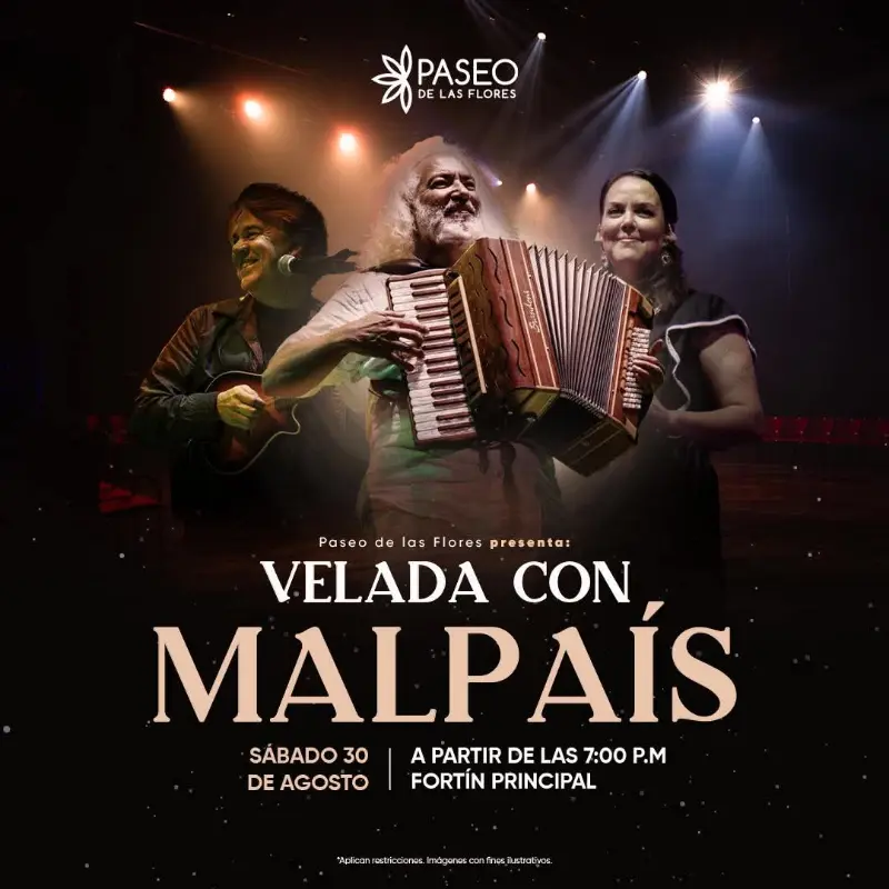 Que hacer hoy en Costa Rica: El 30 de agosto disfrutá de una noche mágica con el grupo nacional Malpaís en el Paseo de las Flores.