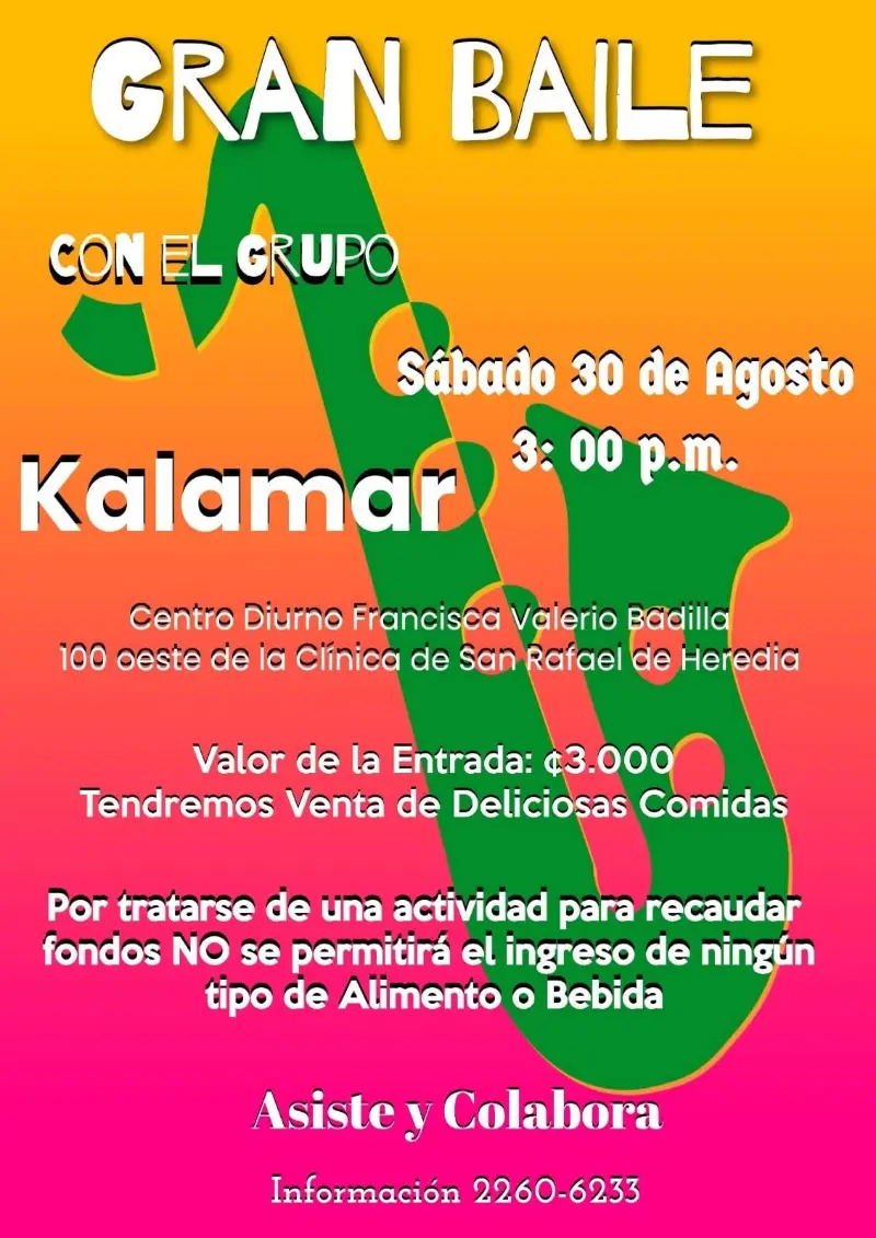 Que hacer hoy en Costa Rica: Bailá y disfrutá con el Grupo Kalamar este 30 de agosto en San Rafael de Heredia.
