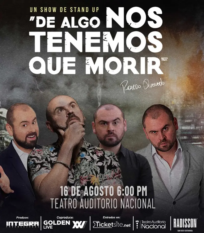Que hacer hoy en Costa Rica: Una noche de stand-up con Ricardo Quevedo llena de humor, ironía y verdades que harán reír sin parar.