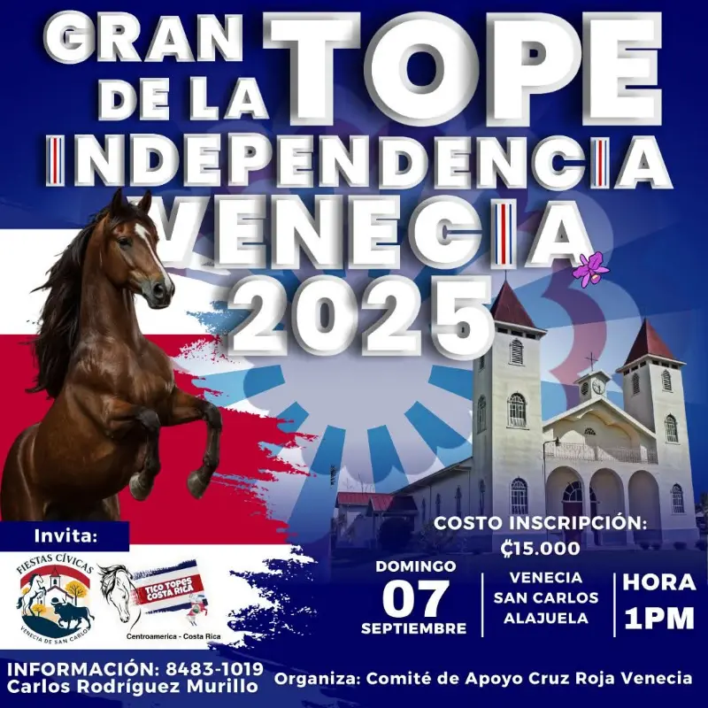 Que hacer hoy en Costa Rica: El domingo 7 de septiembre viví el Gran Tope de la Independencia en Venecia, San Carlos, con un recorrido lleno de tradición y ambiente festivo.