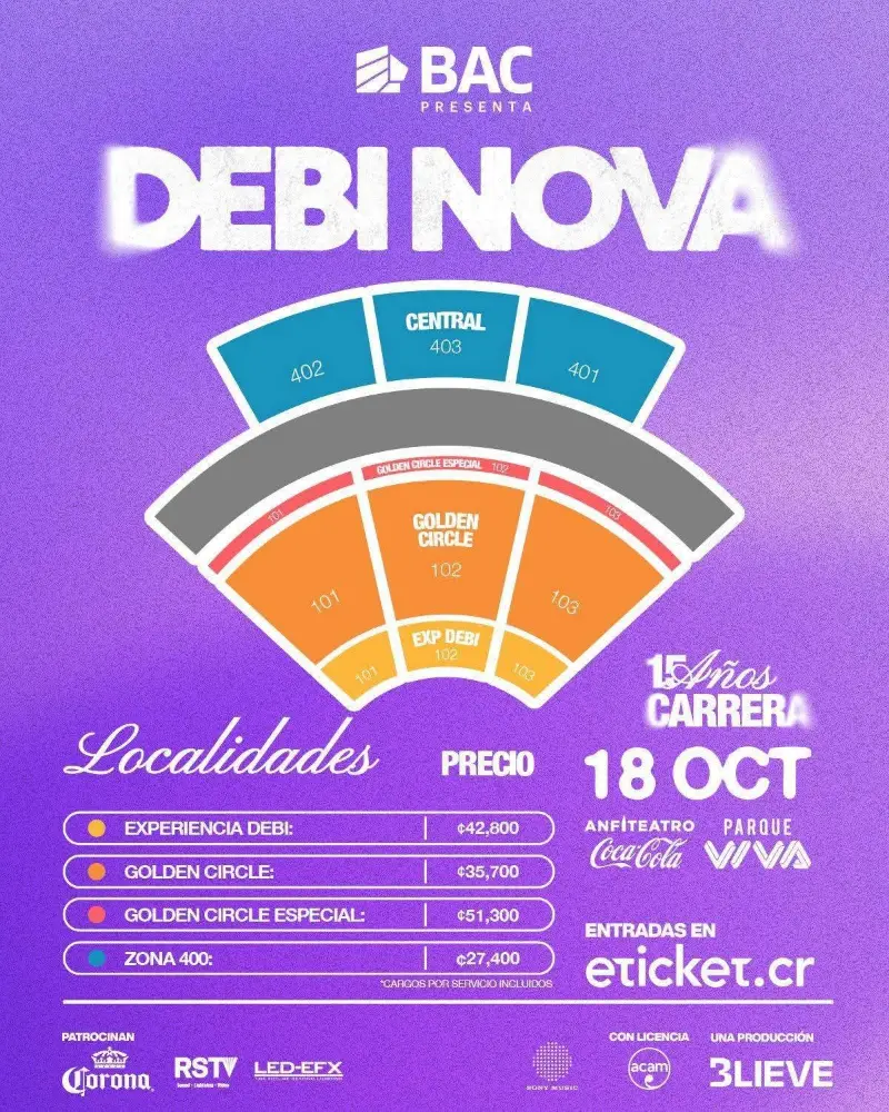 Debi Nova celebra sus 15 años de carrera con un concierto especial el 18 de octubre en el Anfiteatro Coca-Cola del Parque Viva.