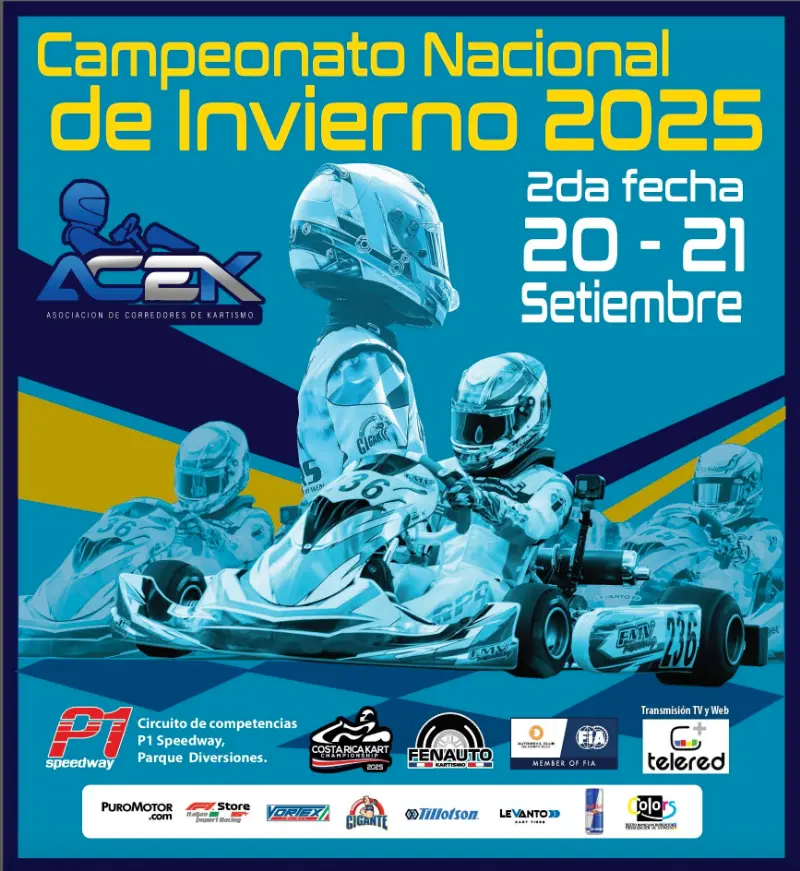 Que hacer hoy en Costa Rica: La 2da fecha del Campeonato Nacional de Invierno 2025 se correrá el 20 y 21 de septiembre en P1 Speedway, Parque Diversiones.