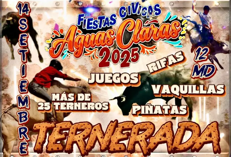 Que hacer hoy en Costa Rica: Del 12 al 14 de septiembre vení a disfrutar de corridas de toros, juegos, rifas, ternerada y actividades tradicionales en Aguas Claras de Upala.