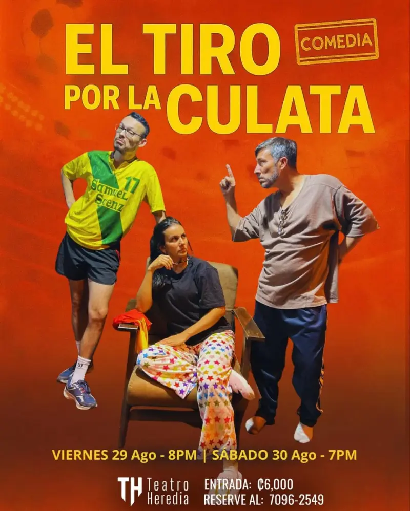 Que hacer hoy en Costa Rica: Comedia familiar llena de enredos y carcajadas. Funciones el 29 y 30 de agosto en el Teatro Heredia.