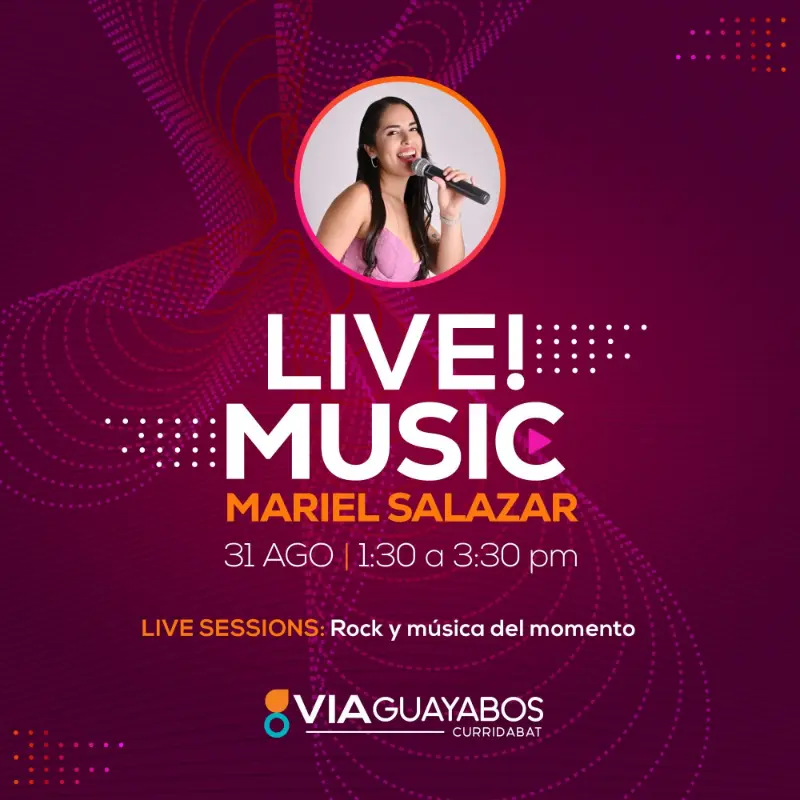 Que hacer hoy en Costa Rica: Mariel Salazar en concierto en Vía Guayabos este 31 de agosto con rock y música del momento.