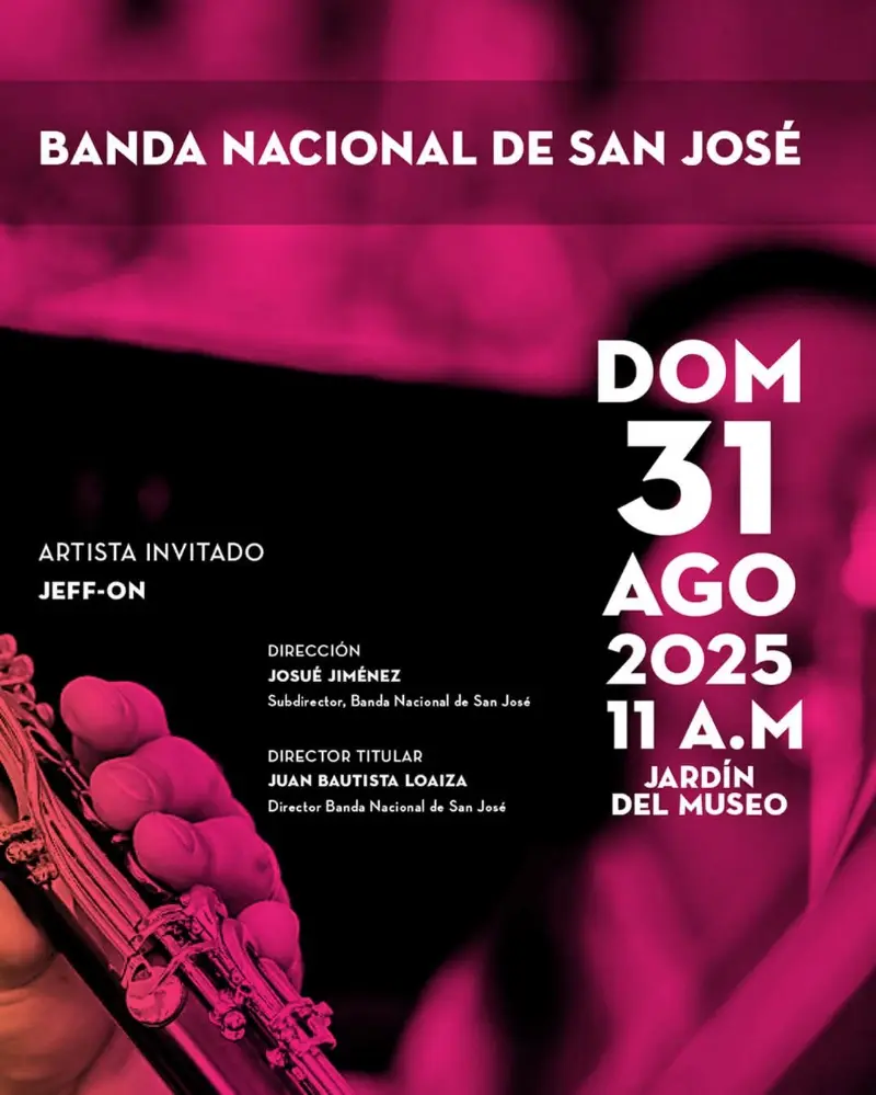 Que hacer hoy en Costa Rica: El 31 de agosto disfrutá de un concierto especial con la Banda Nacional de San José y el espectáculo El Groove Afro, en celebración del Día de la Persona Negra y la Cultura Afrocostarricense.