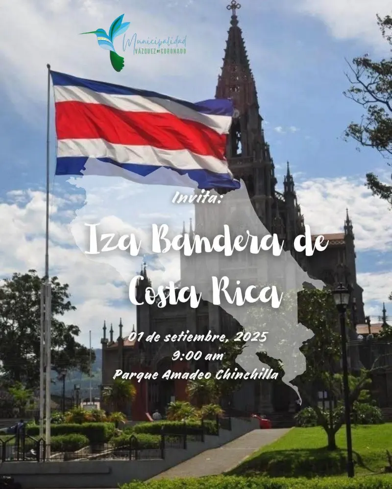 Que hacer hoy en Costa Rica: El 1 de setiembre celebrá el inicio del mes patrio con la izada de la bandera en el Parque Amadeo Chinchilla, Coronado.