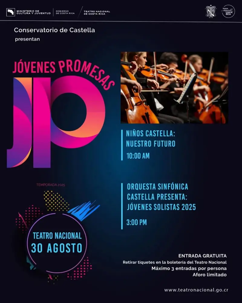 Que hacer hoy en Costa Rica: Dos recitales del Conservatorio de Castella como parte del programa Jóvenes Promesas en el Teatro Nacional.