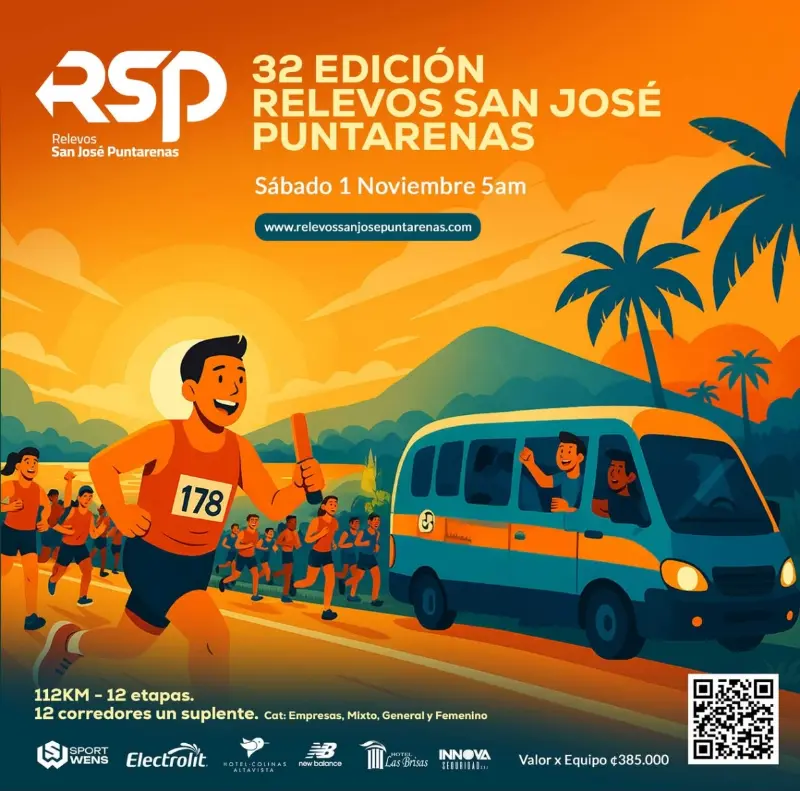 Que hacer hoy en Costa Rica: La 32ª edición de Relevos San José Puntarenas se correrá el 1 de noviembre con equipos de 12 corredores en 12 etapas.