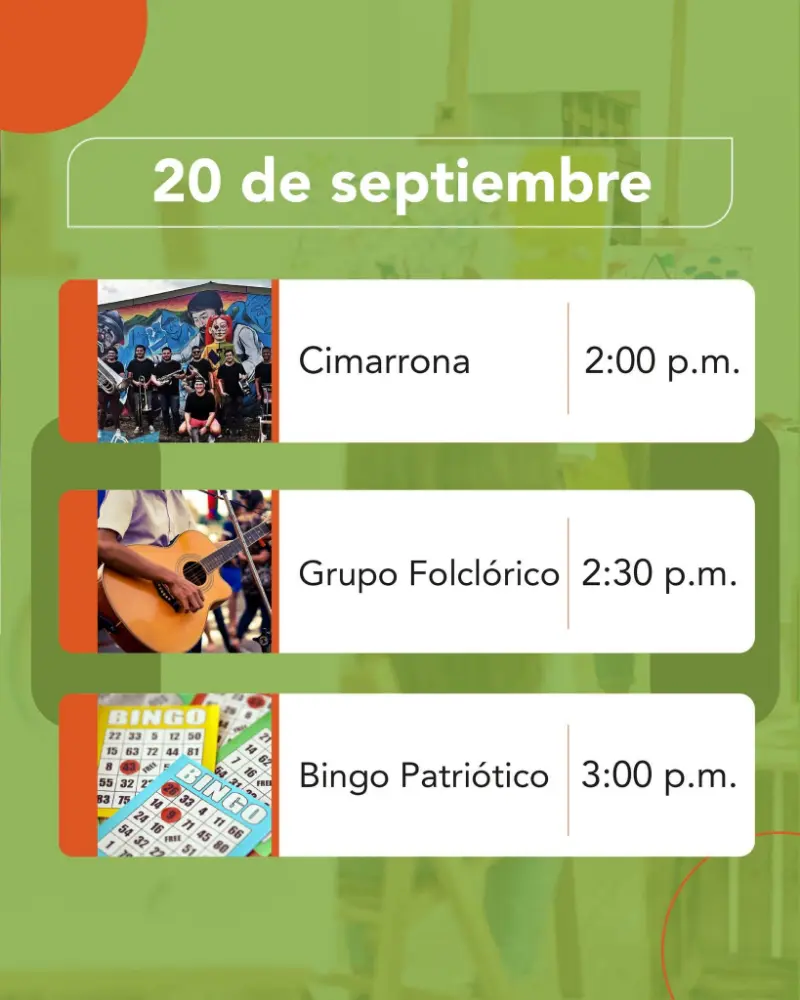 Que hacer hoy en Costa Rica: Cimarrona, grupo folclórico y bingo patriótico en Mall Zona Centro este 20 de septiembre.