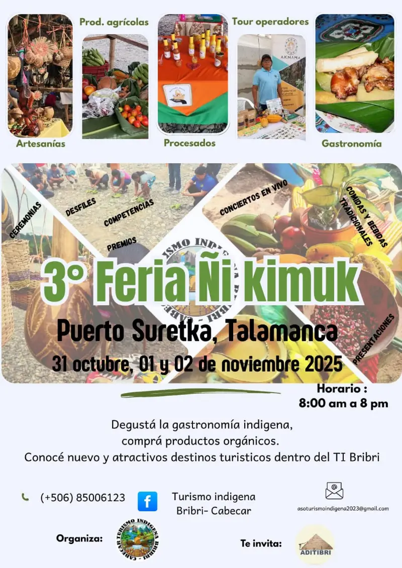 Que hacer hoy en Costa Rica: Gastronomía indígena, artesanías, desfiles, conciertos y más en Puerto Suretka.
