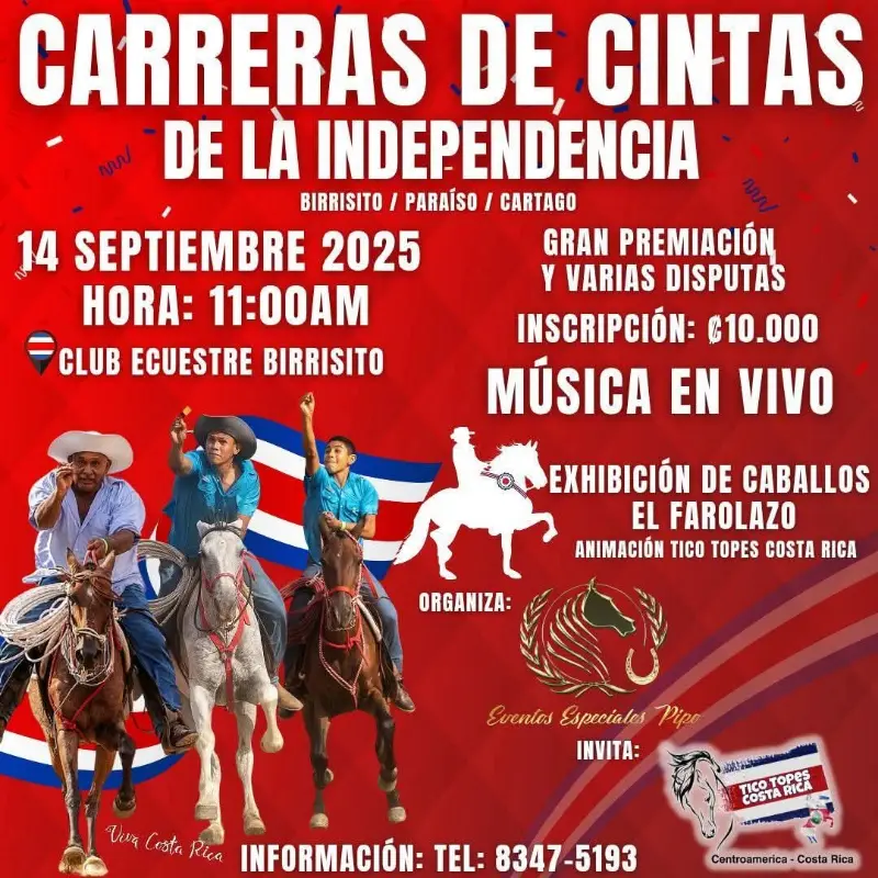 Que hacer hoy en Costa Rica: El 14 de septiembre viví las Carreras de Cintas con música en vivo, exhibición de caballos y gran premiación.