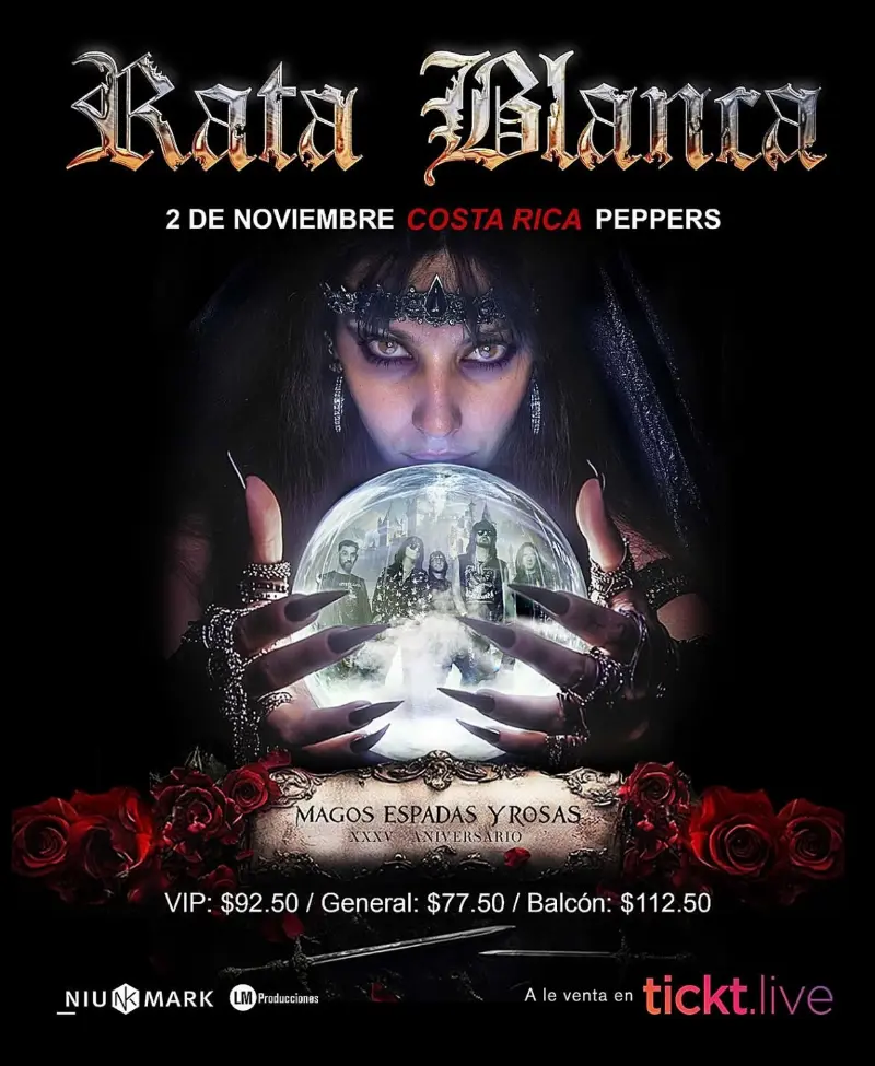 Que hacer hoy en Costa Rica: Rata Blanca celebra los 35 años de 'Magos, Espadas y Rosas' este 2 de noviembre en San José.