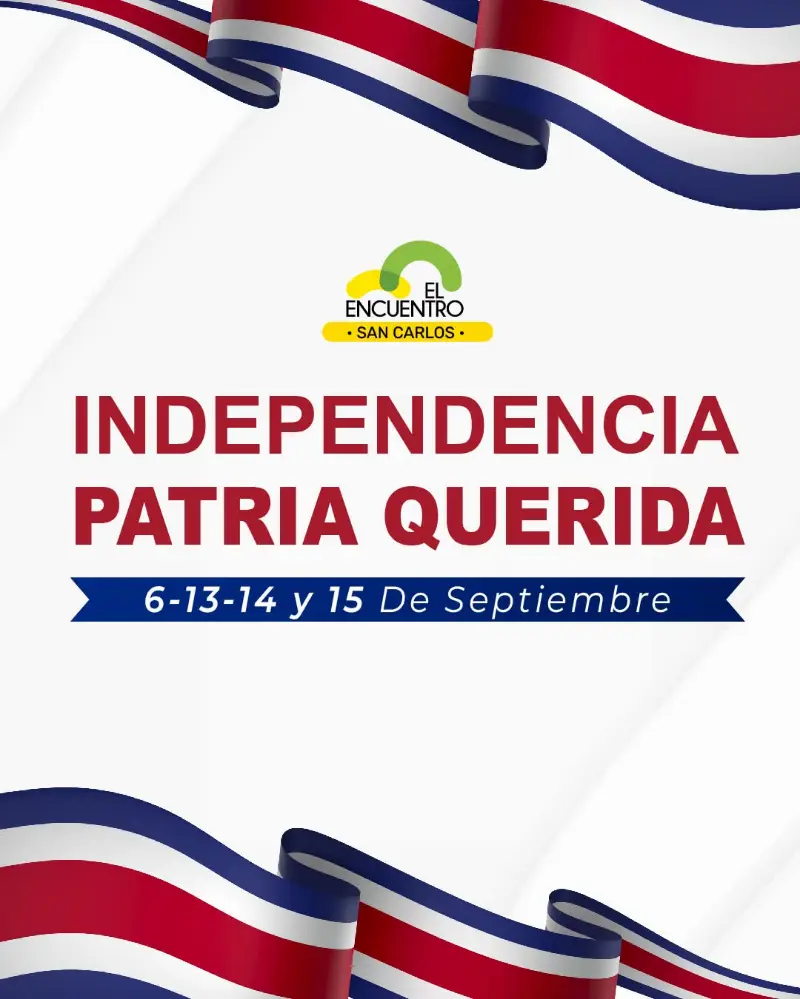 Que hacer hoy en Costa Rica: Del 6 al 27 de septiembre disfruta actividades patrias con talleres, desfiles, conciertos y música en vivo en El Encuentro San Carlos.