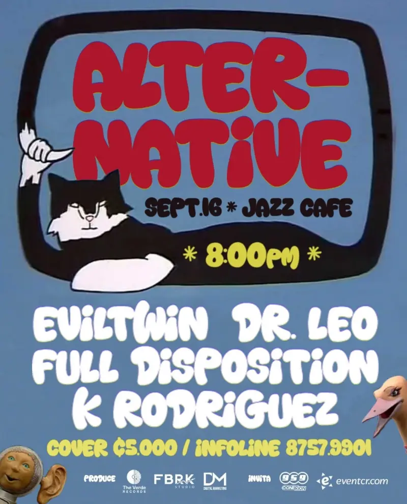 Que hacer hoy en Costa Rica: Una noche alternativa con bandas como EvilTwin, Full Disposition, K Rodríguez y DR·Leo.