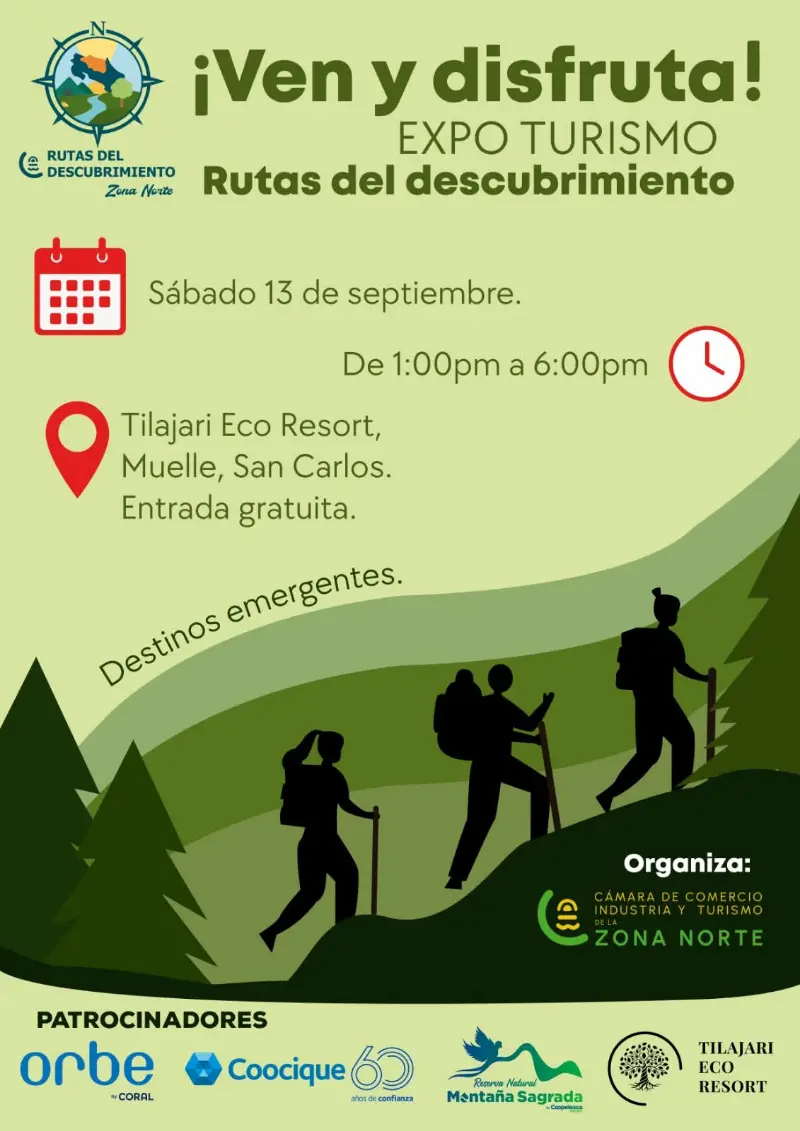 Que hacer hoy en Costa Rica: El 13 de septiembre disfrutá de la Expo Turismo 2025 en el Tilajari Eco Resort con expositores, rifas, artesanías y entrada gratuita.