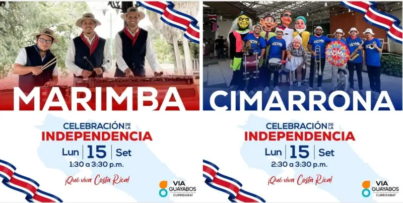 Que hacer hoy en Costa Rica: Este 15 de septiembre disfrutá música típica con marimba y cimarrona en Vía Guayabos.