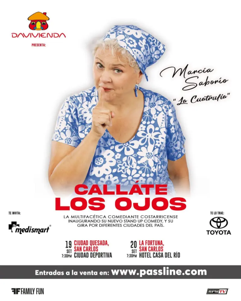 Que hacer hoy en Costa Rica: Marcia Saborío presenta 'Callate los Ojos' en La Fortuna, San Carlos.