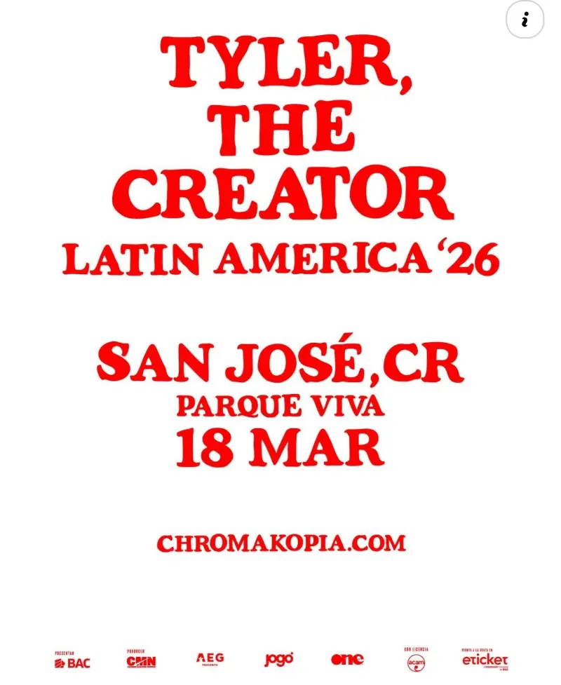 Que hacer hoy en Costa Rica: El genio creativo de nuestra era llega a Costa Rica para una noche única e irrepetible. Tyler, The Creator se presentará en San José como parte de su gira Latin America 2026.