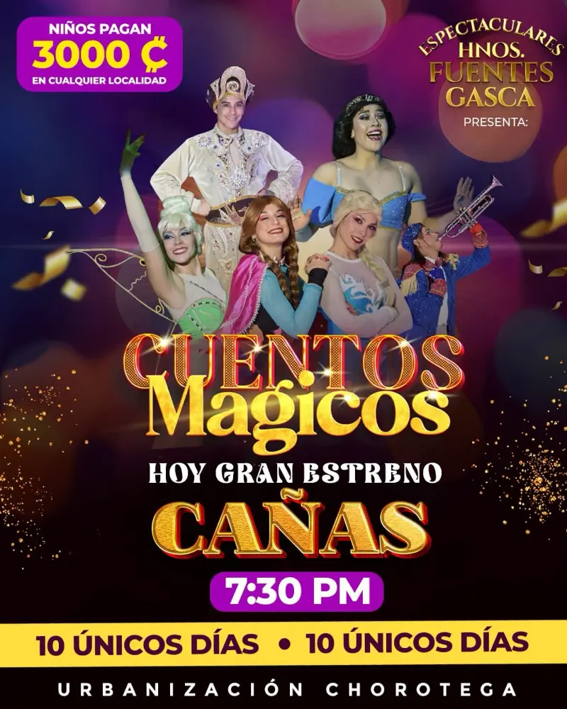 Que hacer hoy en Costa Rica: Un show familiar lleno de fantasía y personajes mágicos llega a Cañas con los Hermanos Fuentes Gasca.