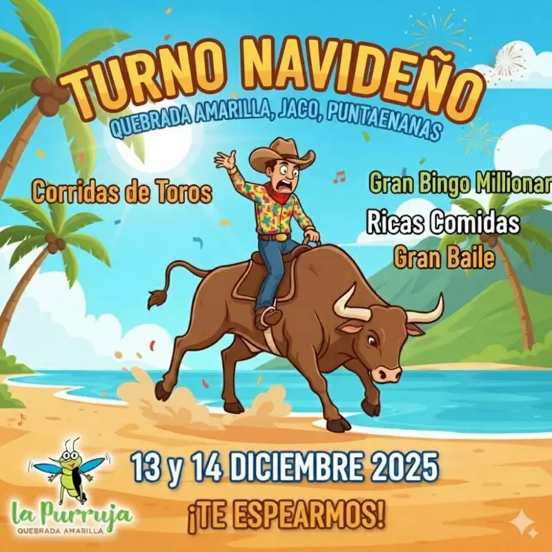 Que hacer hoy en Costa Rica: Fiesta navideña con corridas de toros, bingo millonario, comidas y gran baile en Jacó.