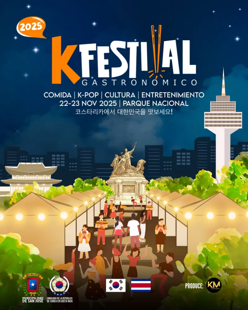 Que hacer hoy en Costa Rica: El mayor festival coreano de la región llega al Parque Nacional los días 22 y 23 de noviembre con gastronomía, K-Pop y entretenimiento gratuito.