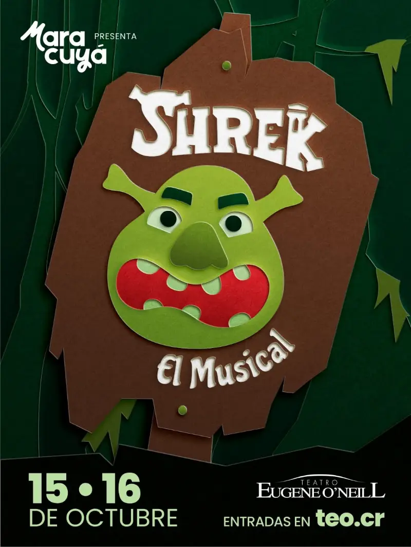 Que hacer hoy en Costa Rica: El ogro más querido llega a Costa Rica con Shrek: El Musical. Funciones el 15 y 16 de octubre en el Teatro Eugene O'Neill.