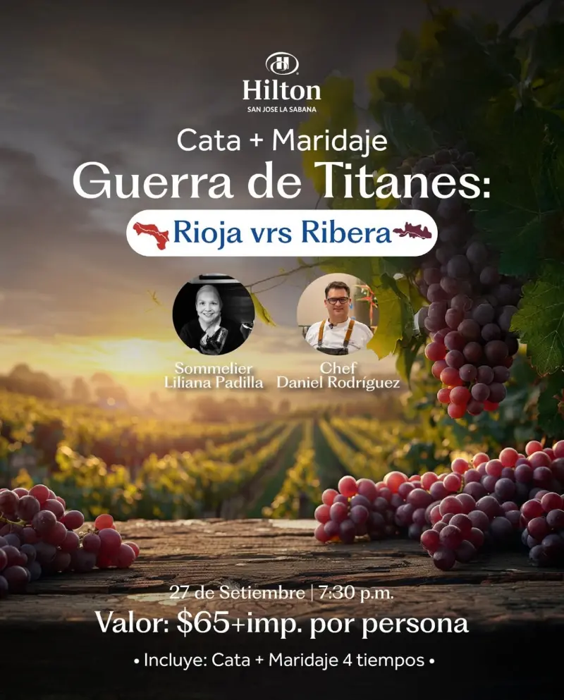 Que hacer hoy en Costa Rica: Una experiencia para amantes del vino: Rioja y Ribera en una cata con maridaje de 4 tiempos.
