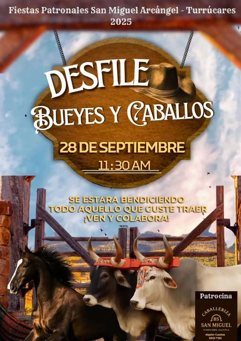 Que hacer hoy en Costa Rica: Un desfile lleno de tradición y cultura en honor a las Fiestas Patronales de San Miguel Arcángel.