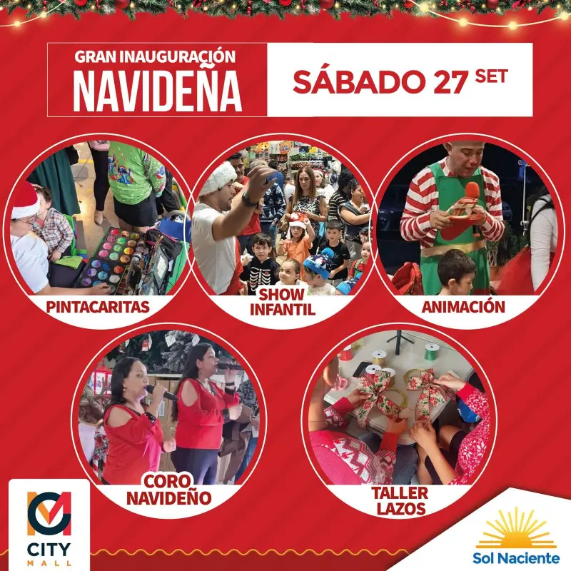 Que hacer hoy en Costa Rica: El 27 de septiembre llega la magia de la Navidad a Sol Naciente en City Mall con shows, música y sorpresas para toda la familia.