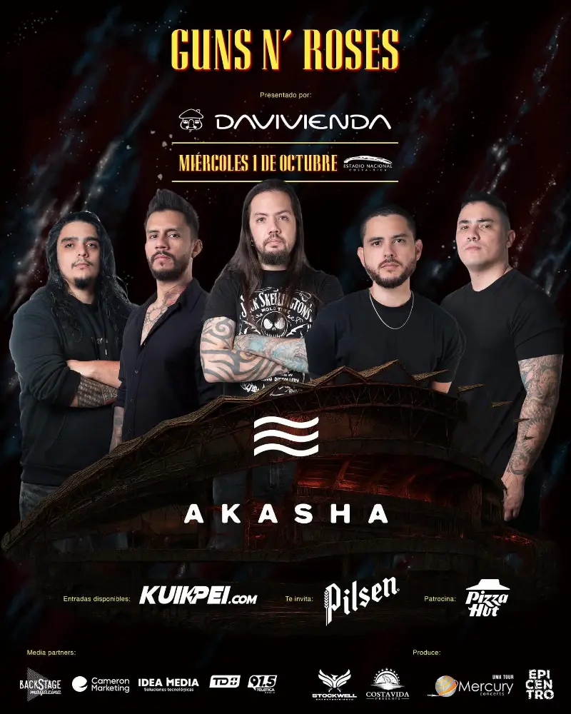 Que hacer hoy en Costa Rica: El 1 de octubre viví el concierto de Guns N’ Roses en el Estadio Nacional con la participación de Akasha, Gentry Band y Slavon.