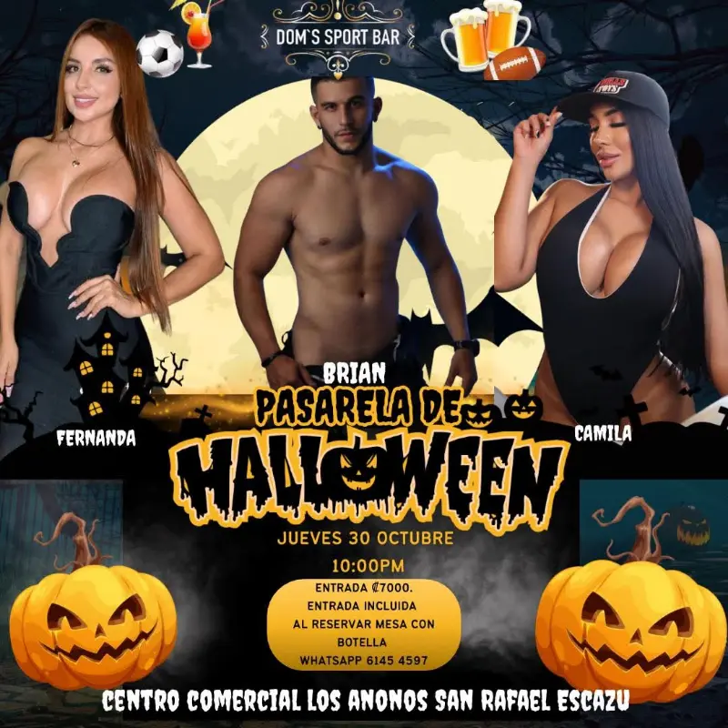 Que hacer hoy en Costa Rica: Vive una noche llena de estilo y fiesta en la pasarela de Halloween este 30 de octubre en Dom’s Sport Bar.