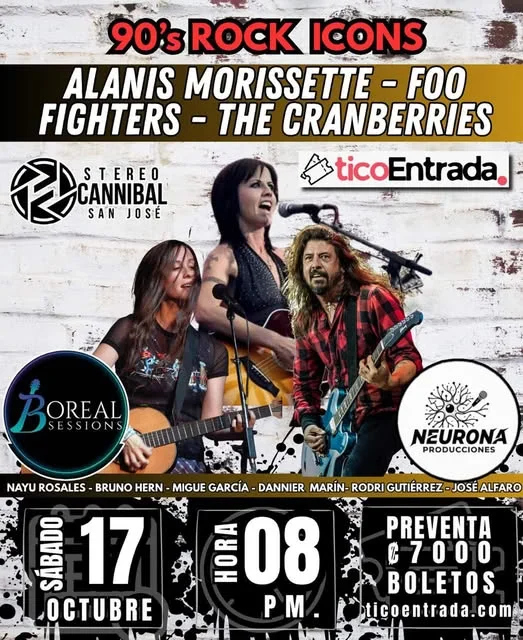 Tributo en vivo a Alanis Morissette, Foo Fighters y The Cranberries en Stereo Caníbal, San José.