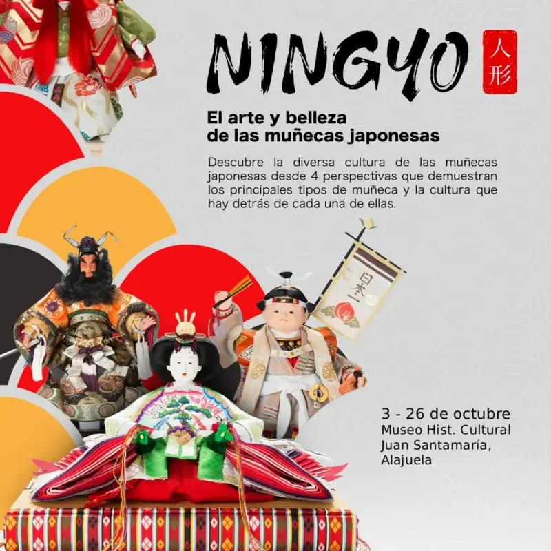 Que hacer hoy en Costa Rica: Exhibición cultural en el Museo Histórico Cultural Juan Santamaría sobre las muñecas tradicionales japonesas.